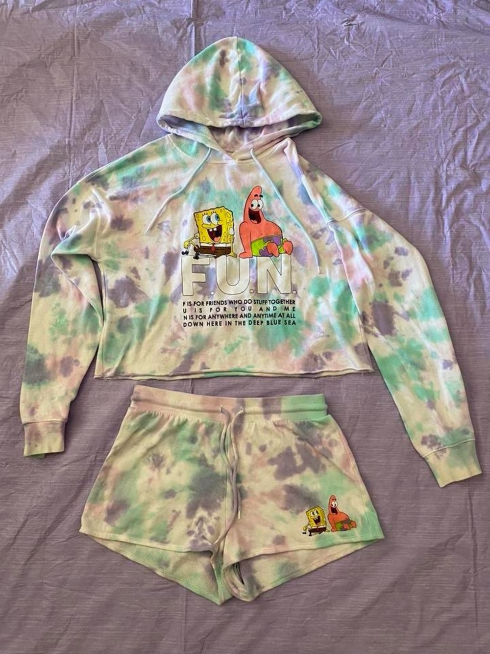Nickelodeon SpongeBob & Patrick Tie-Dye Pullover - Pastel Green Purple